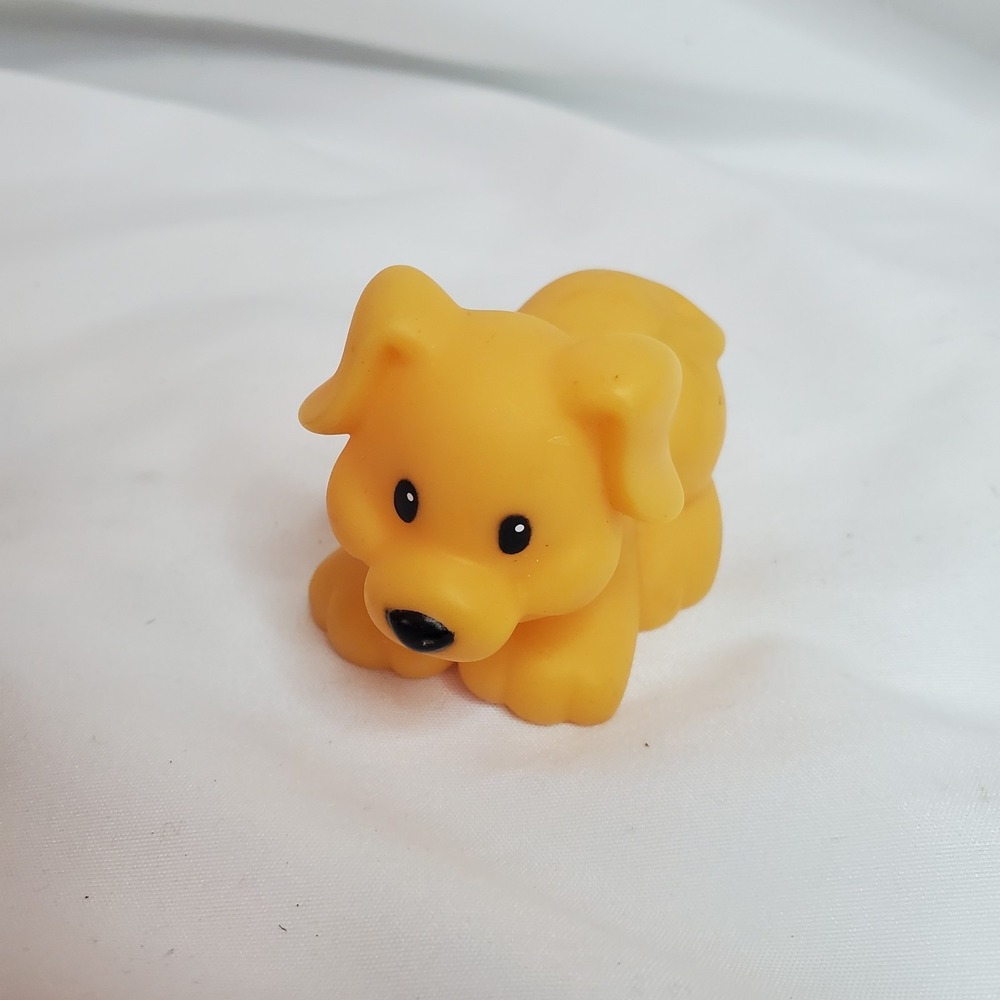 Rare! Fisher Price Little People Tan Dog W/ Blue Collar Puppy Pet For House Farm